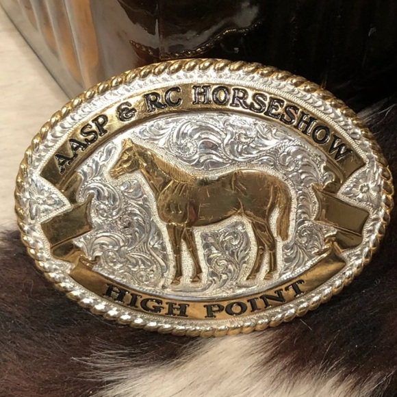 Crumrine Accessories - Vtg Crumrine AASP & RC HORSESHOW HIGH POINT Buckle